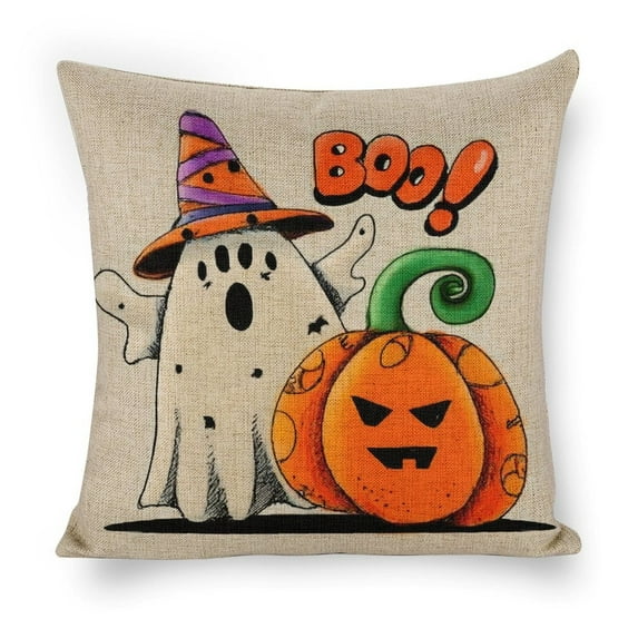 Colorful hat ghost and pumpkin Linen toss pillowcase decoration pillowcase gifting preferred 24x24 inch cushion cover sofa pillowcase sofa bedroom living room car