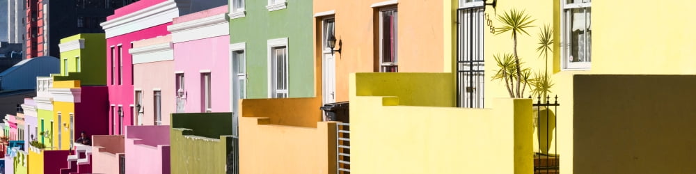 Colorful houses in a city Bo-Kaap Cape Town Western Cape Province South Africa Canvas Art - Panoramic Images (5 x 20)