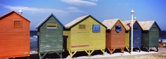 Colorful huts on the beach St James Beach Cape Town Western Cape Province South Africa Canvas Art - Panoramic Images (36 x 13)
