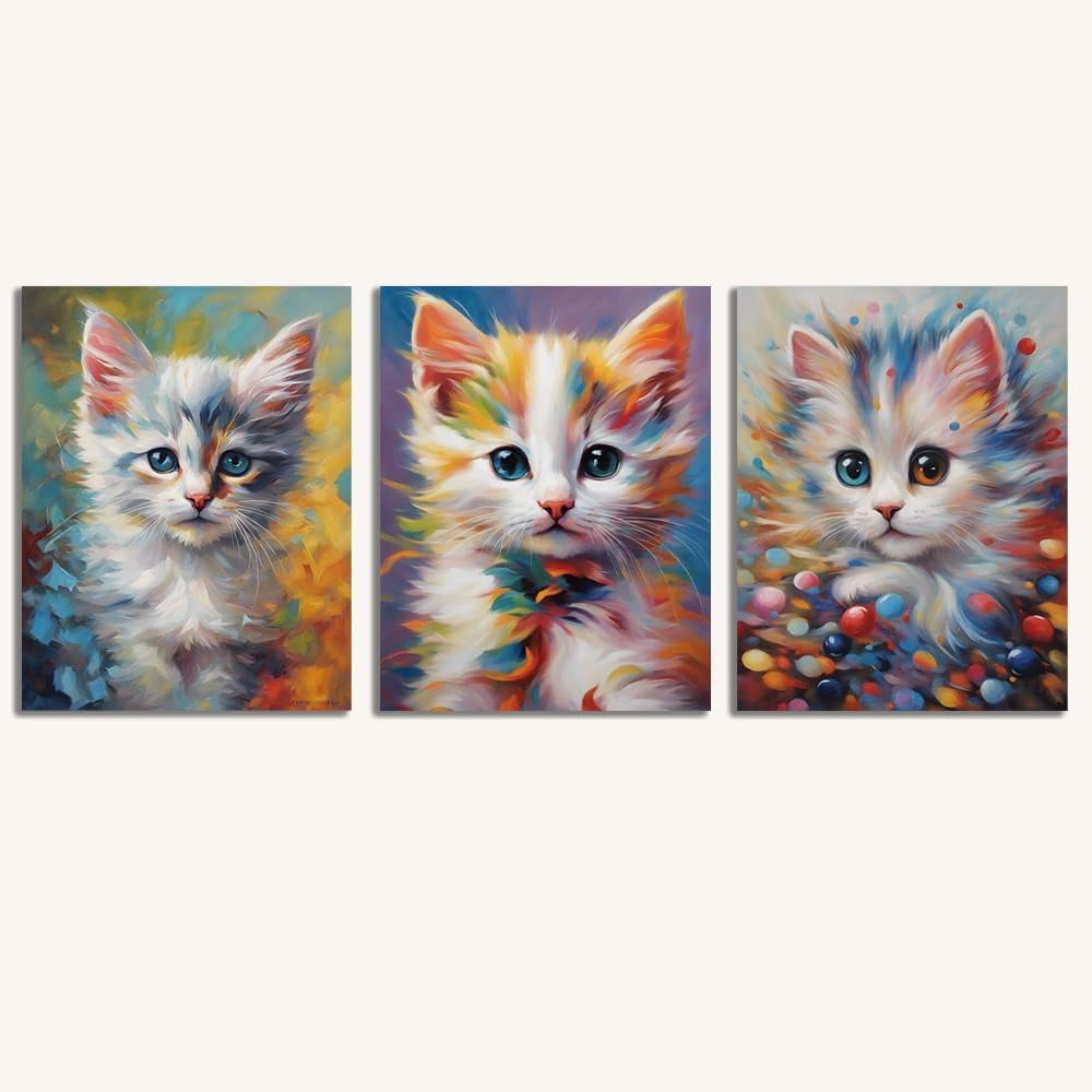 Colorful kitten Canvas Wall art Abstract Home Decor for living Room and