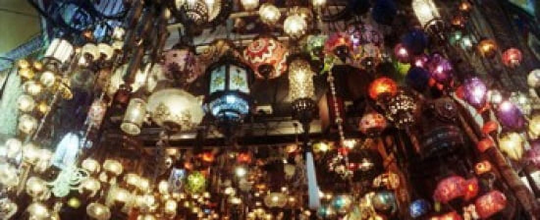 Colorful lamps in the Grand Bazaar Istanbul Turkey Canvas Art - Panoramic Images (15 x 6)