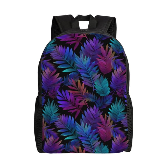Colorful leaf pattern Backpack with 15 Inch Laptop Compartment,Water-Resistant Daypack, Large Capacity Backpack with Adjustable Breathable Shoulder Straps for Daily Use Travel Gym