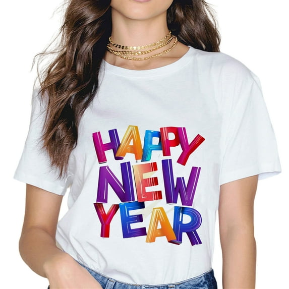 Colorful letter print white t-shirt short sleeve for men and women.