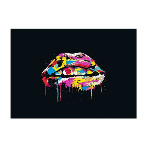 Colorful lips - Painting Pop Art Modern Art Psychedelic Abstract Graffiti Surrealism Unframed Wall Art Print 6 x 8 inches