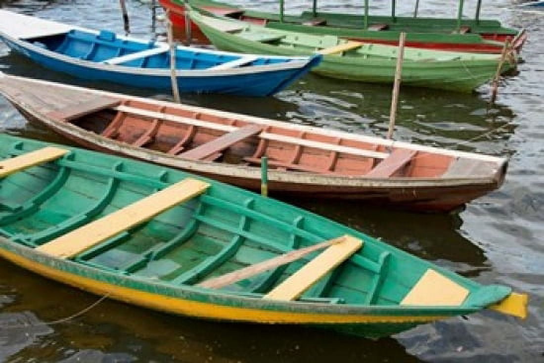 Colorful local wooden fishing boats Alter Do Chao Amazon Brazil Canvas Art - Cindy Miller Hopkins DanitaDelimont (18 x 12)