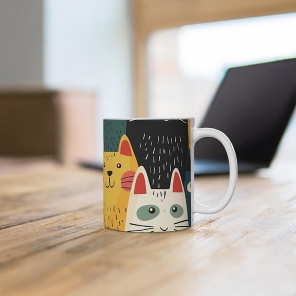 Colorful mug  fun ceramic coffee cup Cheerful gift t lovers and happy mornings.