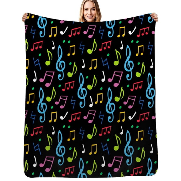 Colorful music symbols Flannel Blanket Warm Soft Bedding Throws Winter Camping Chair Sofa Bed