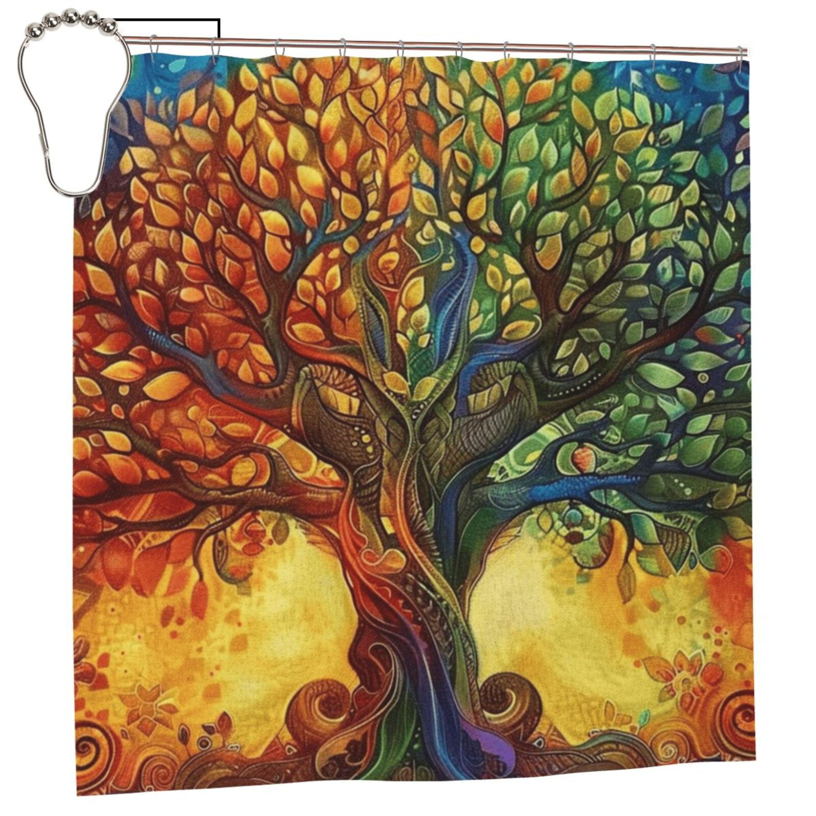 Colorful mystical tree Shower Curtain, Waterproof Fabric Shower Curtain