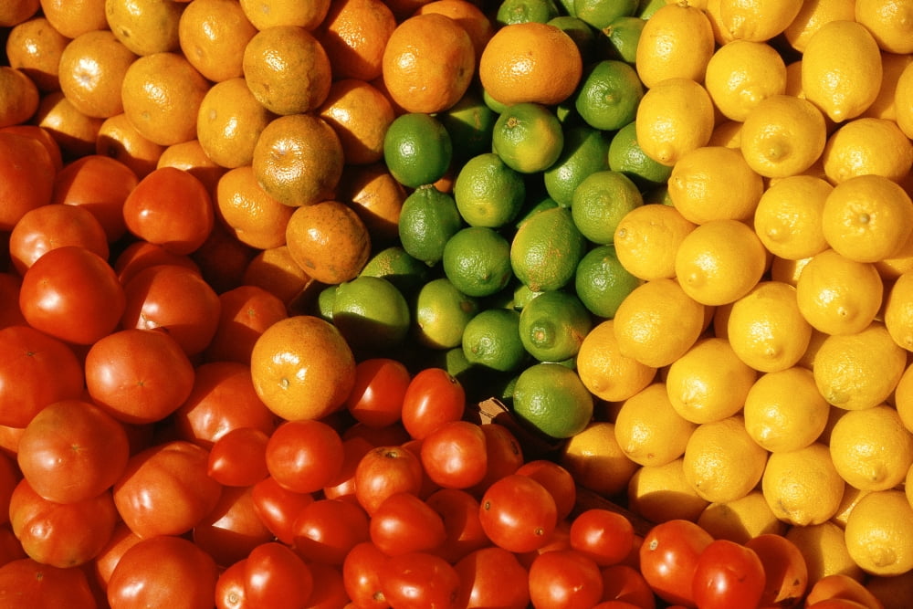 Colorful piles of fresh produce Canvas Art - Panoramic Images (18 x 24)