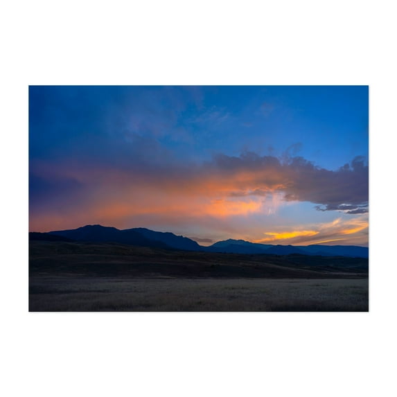 Colorful sky painted with hues as day transitions to night - Photography Sunset Landscape Mountain Scenic Nature Pastel Unframed Wall Art Print 24 x 36 inches