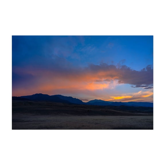 Colorful sky painted with hues as day transitions to night - Photography Sunset Landscape Mountain Scenic Nature Pastel Unframed Wall Art Print 5 x 7 inches