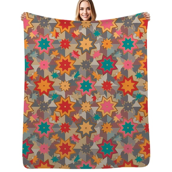 Colorful starburst pattern Flannel Blanket Warm Soft Bedding Throws Winter Camping Chair Sofa Bed