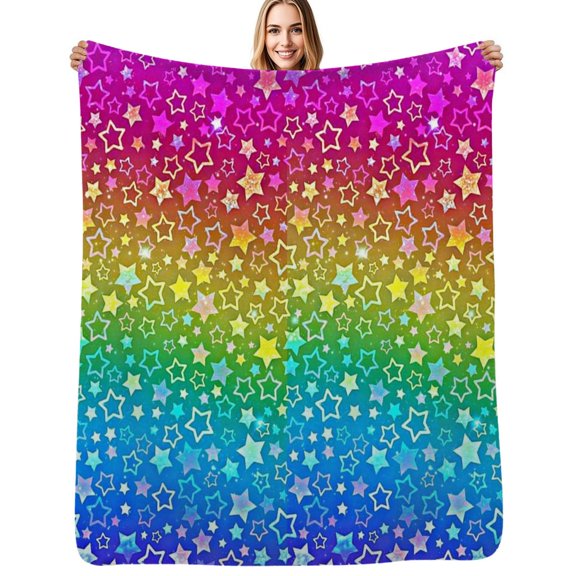Colorful stars Flannel Blanket Warm Soft Bedding Throws Winter Camping Chair Sofa Bed