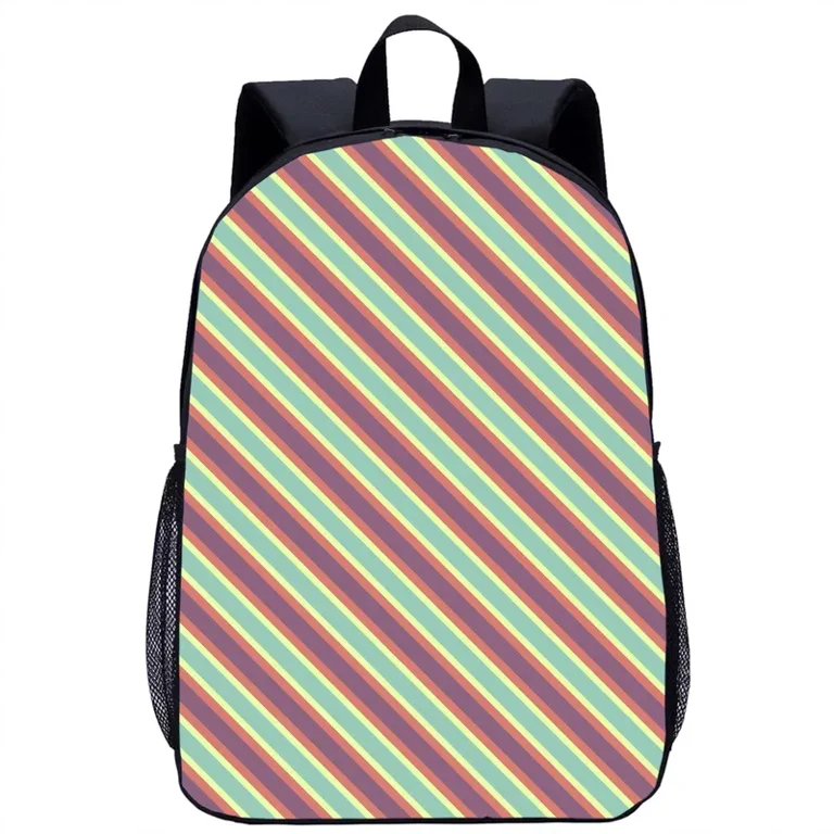 Colorful stripe print backpack girls boys school bag teenager travel storage rucksack laptop bag woman men daily casual backpack