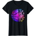 thumbnail image 1 of Colorful teens& Women I Know I Play Like A Basketball T-Shirt, 1 of 3