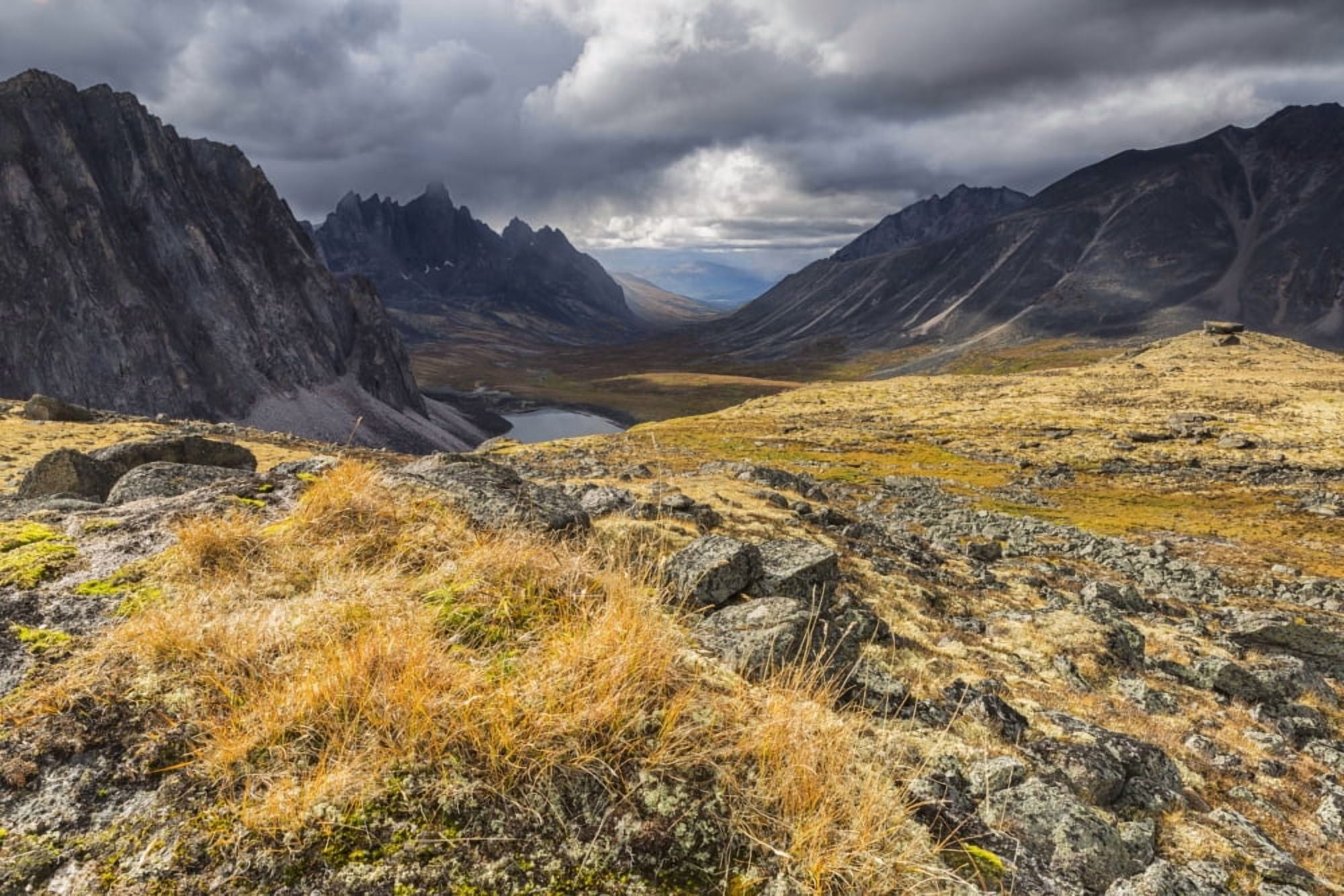 Colorful tundra in autumn in Tombstone Territorial Park Yukon Canada Canvas Art - Robert Postma Design Pics (19 x 12)