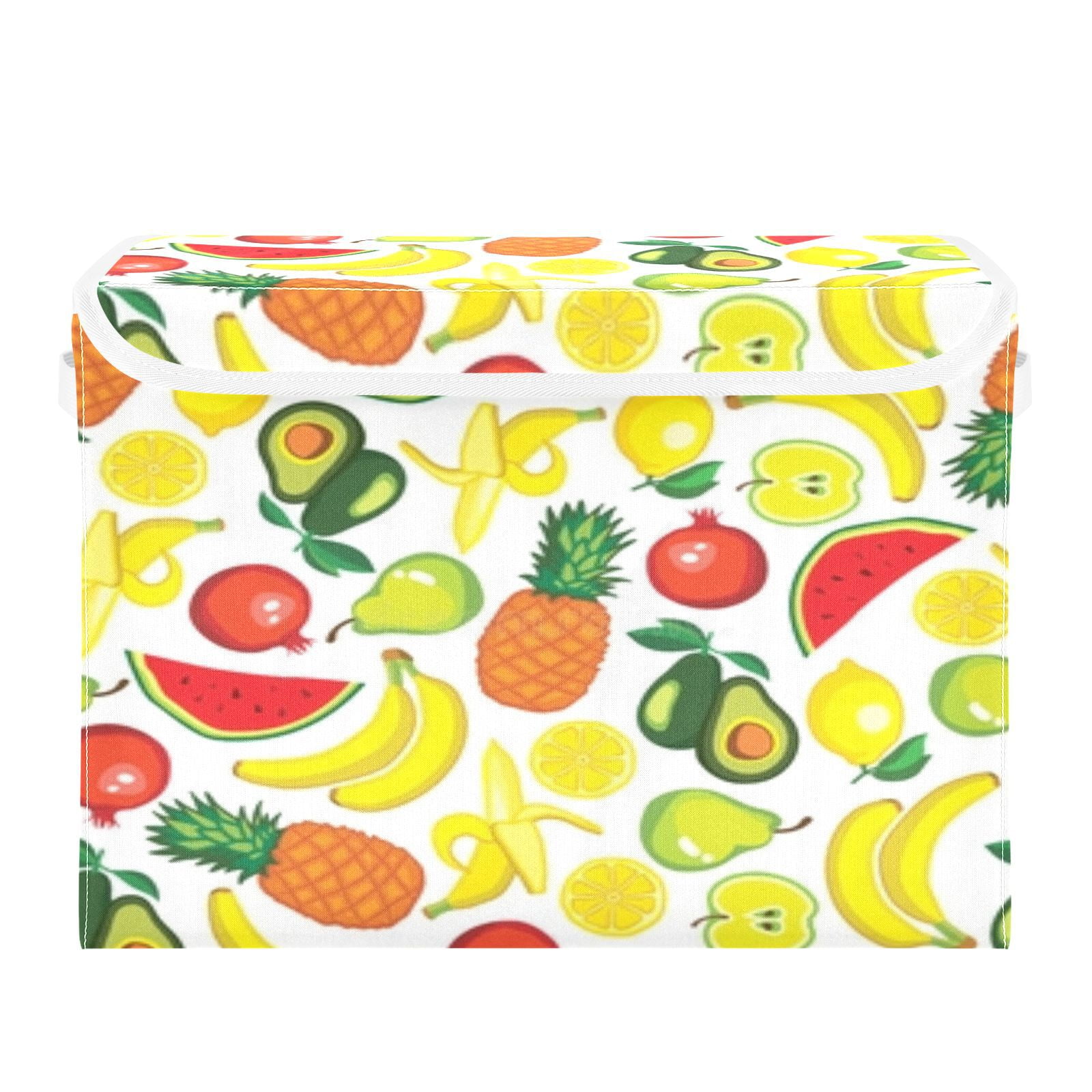 Colorful vibrant fruit pattern Foldable Kids Toy Chest with Flip-Top Lid, Collapsible Fabric Toy Storage Organizer/Bin/Box/Basket/Trunk for Toddler