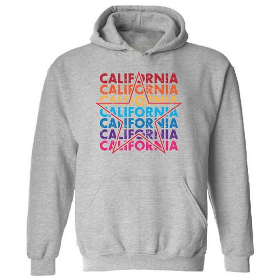 Colorfull California Star Unisex Hooded Sweatshirt - USA State California Republic - Funny Cali Hoodie for Women for Men