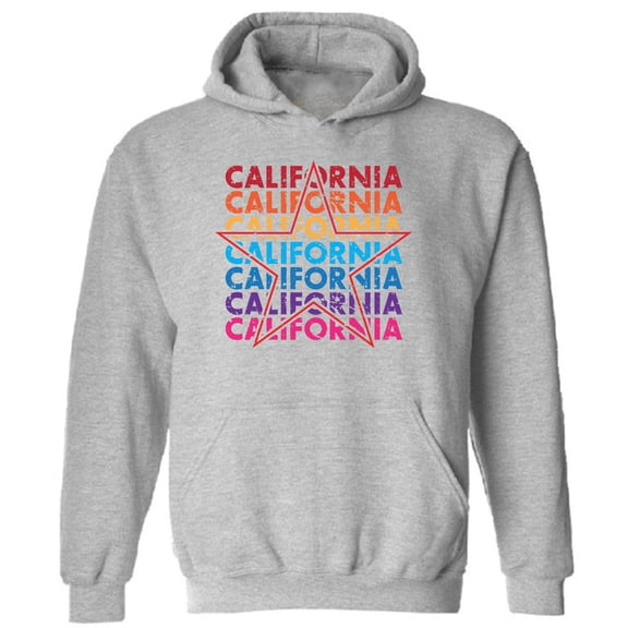 Colorfull California Star Unisex Hooded Sweatshirt - USA State California Republic - Funny Cali Hoodie for Women for Men