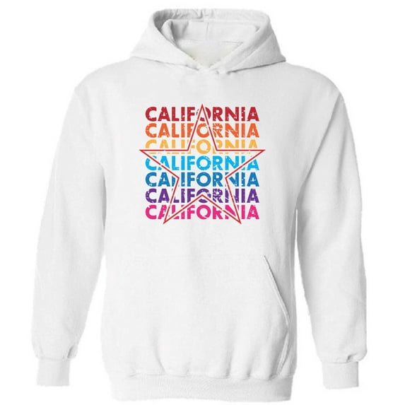 Colorfull California Star Unisex Hooded Sweatshirt - USA State California Republic - Funny Cali Hoodie for Women for Men