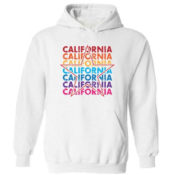 Colorfull California Star Unisex Hooded Sweatshirt - USA State California Republic - Funny Cali Hoodie for Women for Men