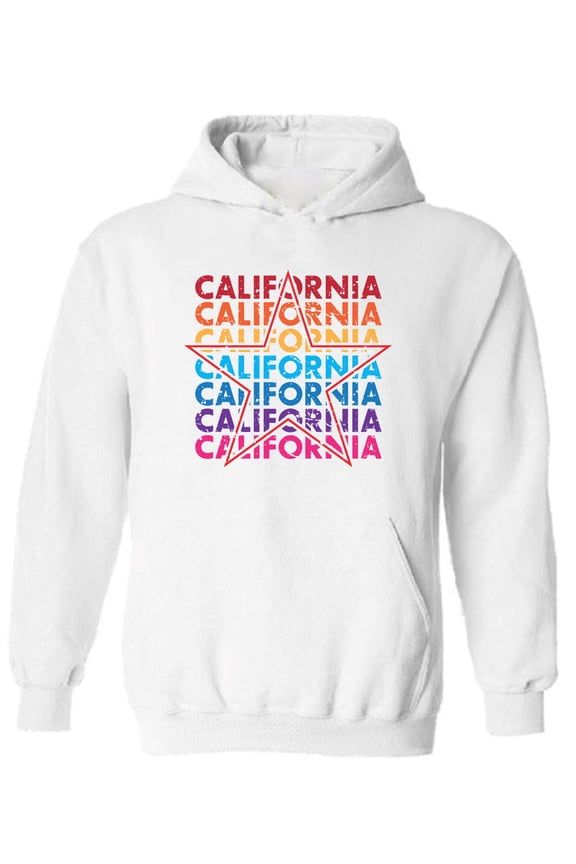 Colorfull California Star Unisex Hooded Sweatshirt - USA State California Republic - Funny Cali Hoodie for Women for Men