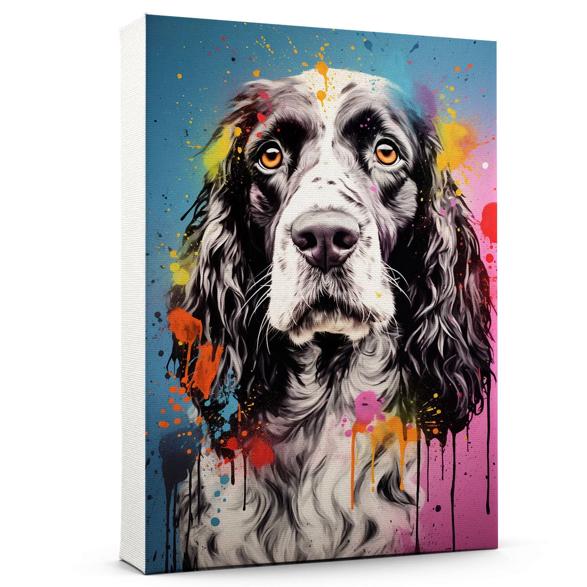 Colorfull English Springer Spaniel Wall Art Abstract Dog Canvas Animal ...