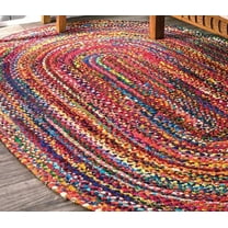 Colorfull HandCrafted Chindi Cotton Rug, Unique Oval Design, various Sizes Available