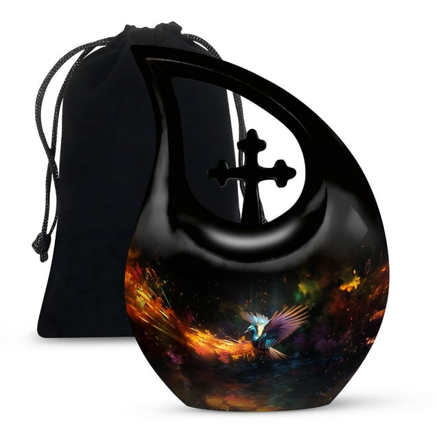 Colorfull Swan in River Large Urns for Human Ashes 10Inch Burial