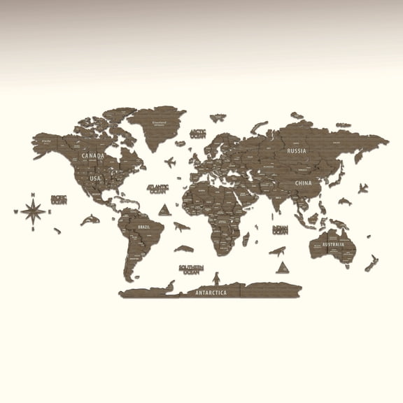ColorfullWorlds 3D Wood World Map Travel Map Gift Idea Wooden Wall Art (Xlarge - Betul)