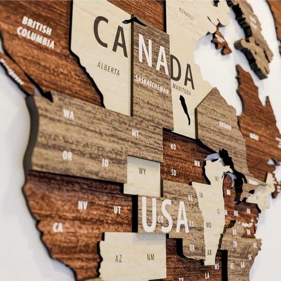 ColorfullWorlds 3D Wood World Map Travel Map Gift Idea Wooden Wall Art (Medium - Mixed)