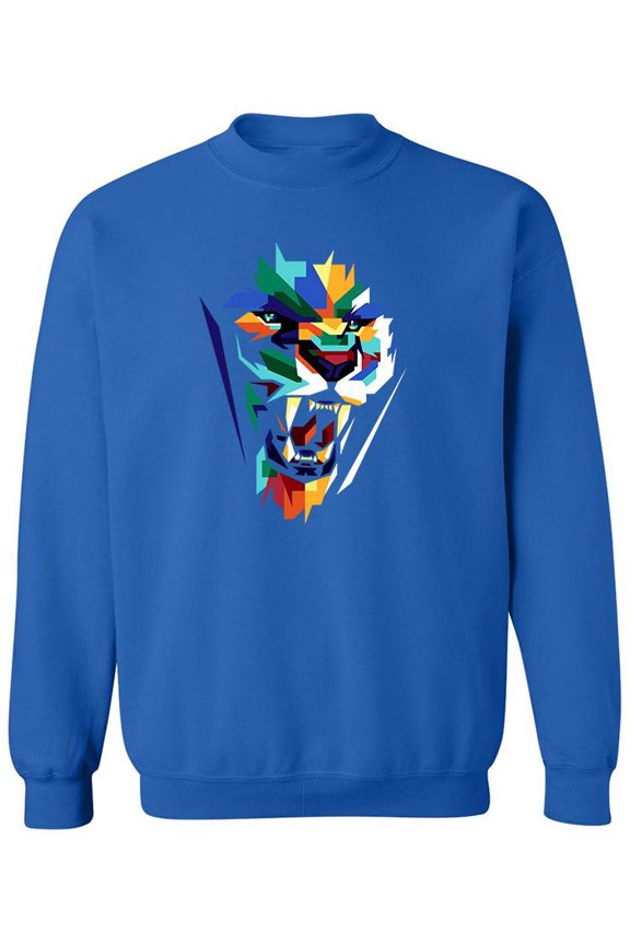 Colorfully Lion Face Sweatshirt Men -Image by Shutterstock, Male Small