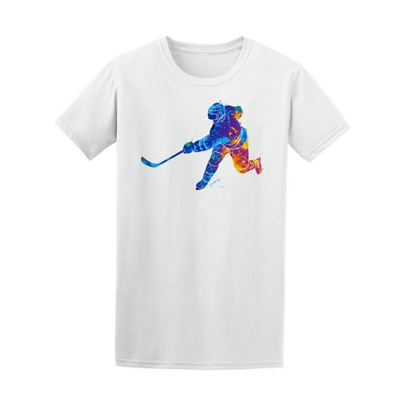 Colorfulwatercolor Hockey Player T-Shirt Men -Image by Shutterstock, Male 3X-Large