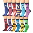 thumbnail image 1 of Colorfut Women's 12 Pairs Colorful Patterned Crew Socks PWC81-AB, 1 of 4