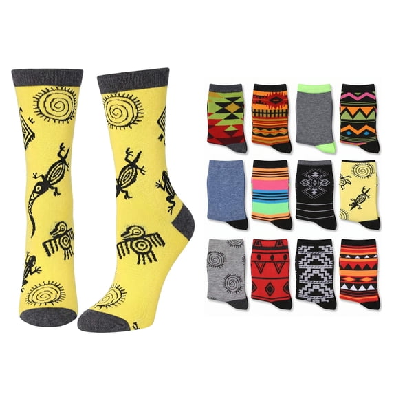 Colorfut Women's 12 Pairs Colorful Patterned Crew Socks WC30-AB