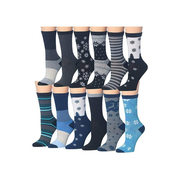 Colorfut Women's 12 Pairs Colorful Patterned Crew Socks WC41-AB-N1