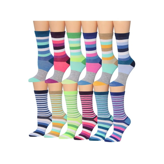 Colorfut Women's 12 Pairs Colorful Patterned Crew Socks WC43-AB
