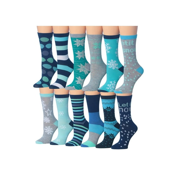 Colorfut Women's 12 Pairs Colorful Patterned Crew Socks WC70-AB