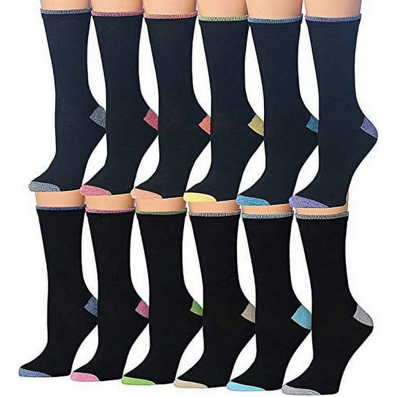 Colorfut Women's 12 Pairs Colorful Patterned Crew Socks WC73-AB-N1