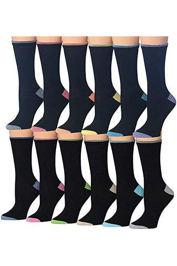 Women's 12 Pairs Colorful Patterned Crew Socks WC73-AB-N1