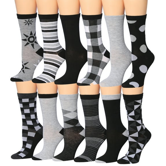 Colorfut Women's 12 Pairs Colorful Patterned Crew Socks WC78-AB-N2