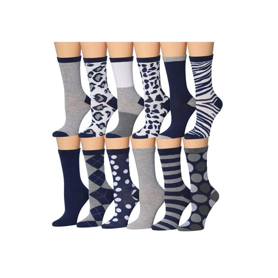Colorfut Women's 12 Pairs Colorful Patterned Crew Socks WC80-AB