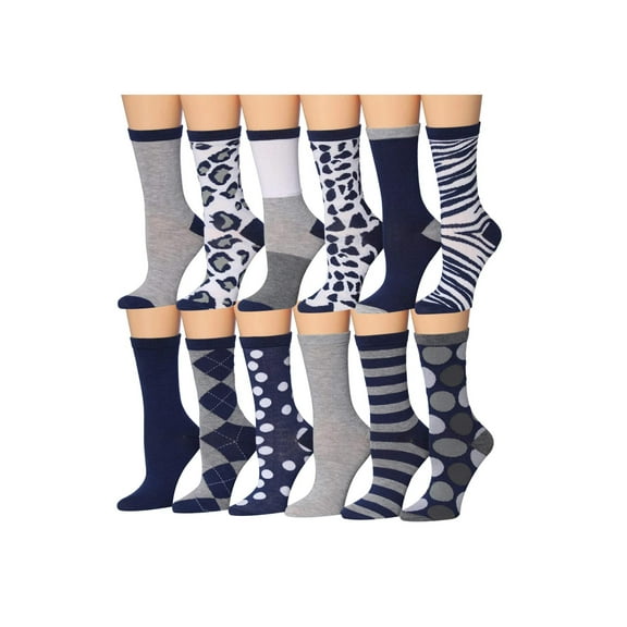 Colorfut Women's 12 Pairs Colorful Patterned Crew Socks WC80-AB
