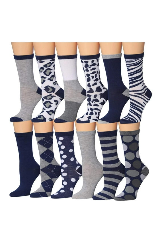 Colorfut Women's 12 Pairs Colorful Patterned Crew Socks WC80-AB