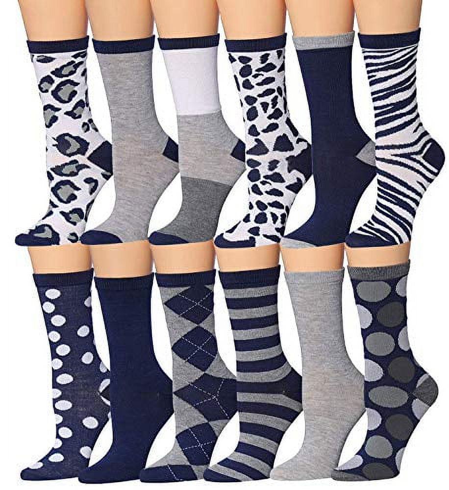 Colorfut Women's 12 Pairs Colorful Patterned Crew Socks WC80-AB ...