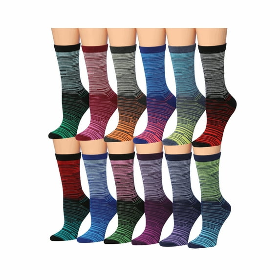 Colorfut Women's 12 Pairs Colorful Patterned Crew Socks WC91-AB