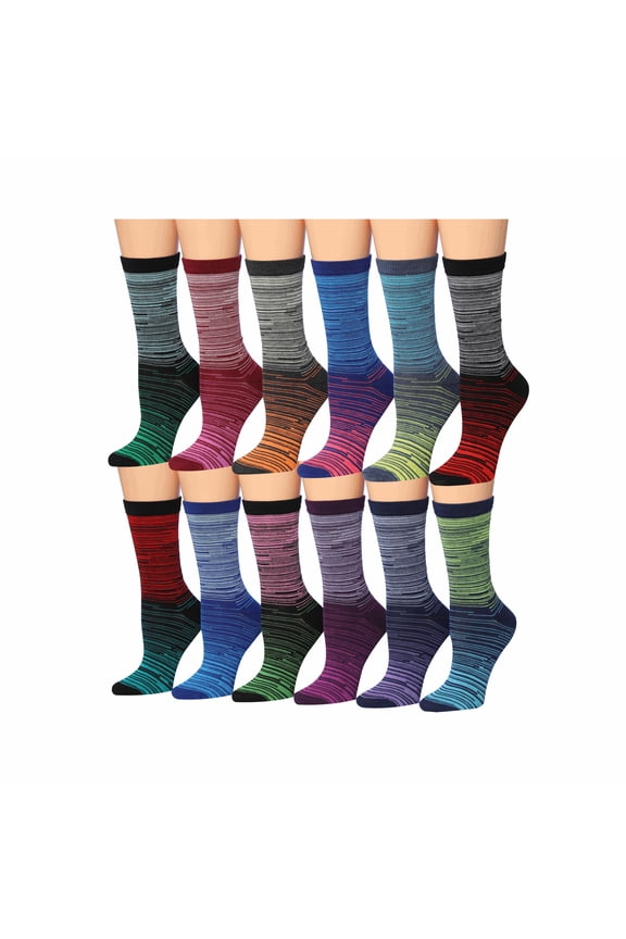 Colorfut Women's 12 Pairs Colorful Patterned Crew Socks WC91-AB