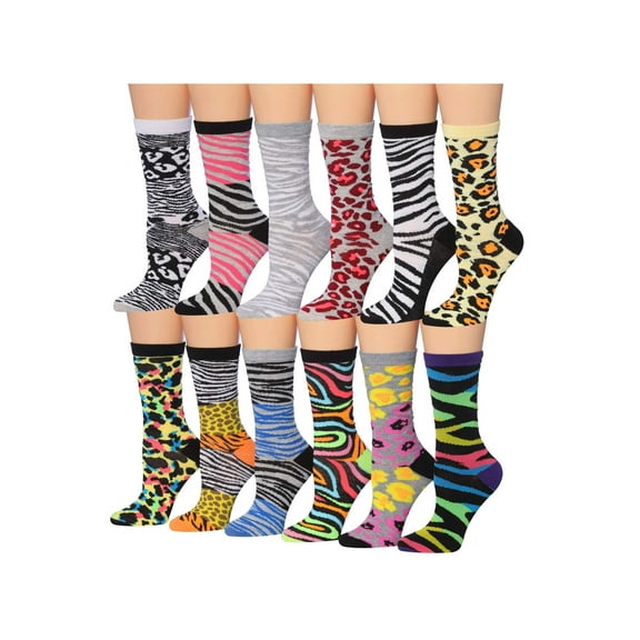 Colorfut Women's 12 Pairs Colorful Patterned Crew Socks WC97-AB