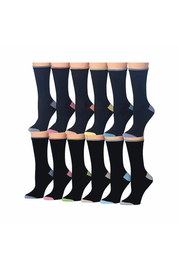 Colorfut Women's 12-Pairs Lightweight Fun Colored Crew Socks PWC73-AB