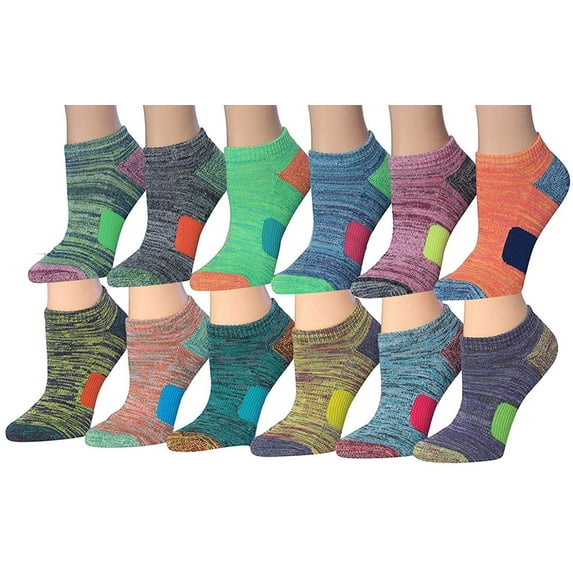 Colorfut Women's 12-Pairs Low Cut Athletic Sport Peformance Socks